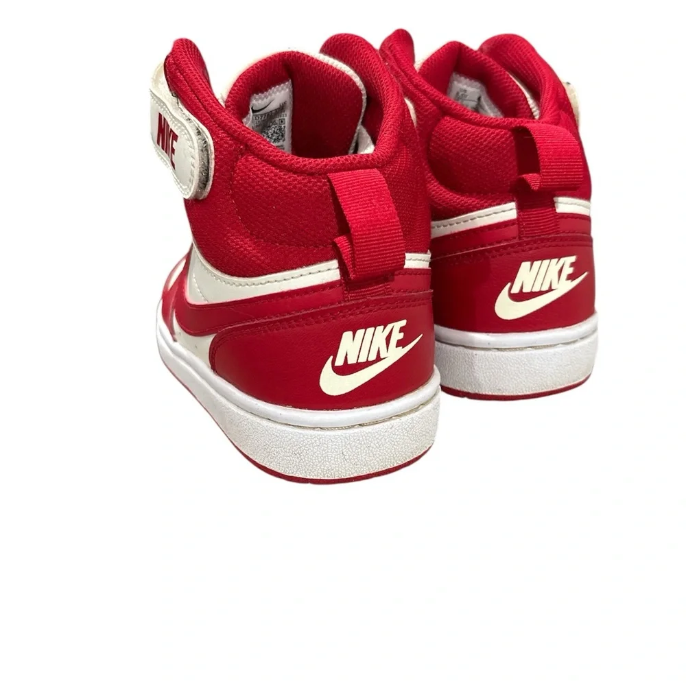 Nike Big Kid Court Borough Mid 2 Sneakers Red and White size 3.5Y